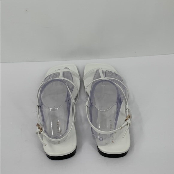 Marc Fisher Marris strappy flat sandal shoe white vegan buckle square toe new 10 - Picture 4 of 6